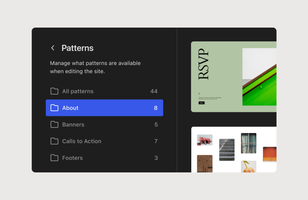 categorize patterns 1 WordPress 6.4 “Shirley”