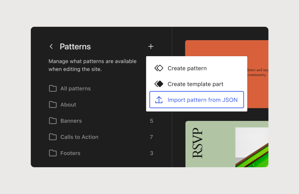 exporting patterns 1 WordPress 6.4 “Shirley”