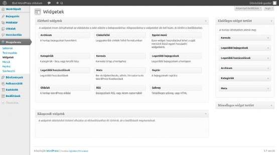 5.4.1. Widgetek kihelyezése és eltávolítása