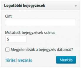 5.4.7. Legutóbbi bejegyzések widget